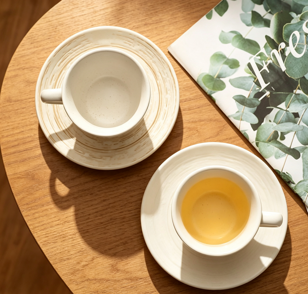 Cream White Wabi-Sabi Gold Streak Ceramic Mug, Espresso Cappuccino Cup