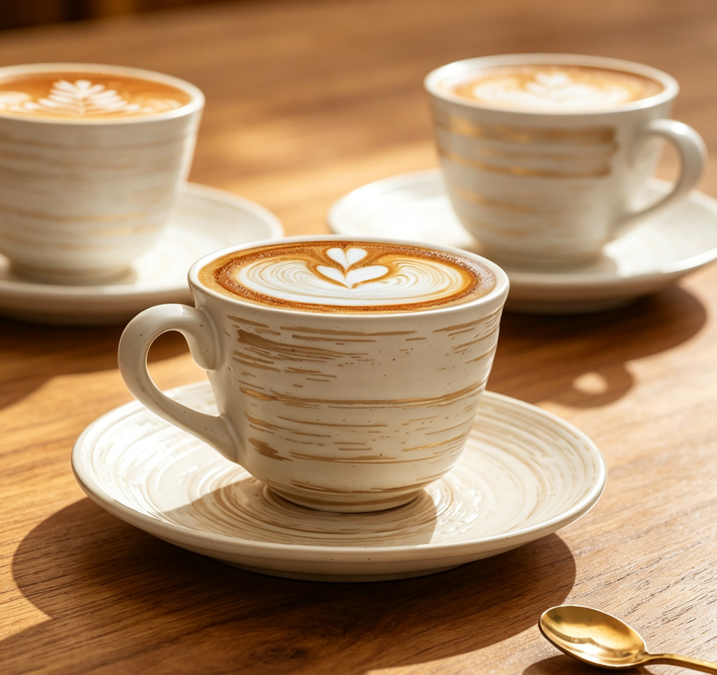 Cream White Wabi-Sabi Gold Streak Ceramic Mug, Espresso Cappuccino Cup
