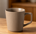 Morandi Solid Vertical Rib Thickened Water Cup, Large 500ml Breakfast Oat Milk Office Mug