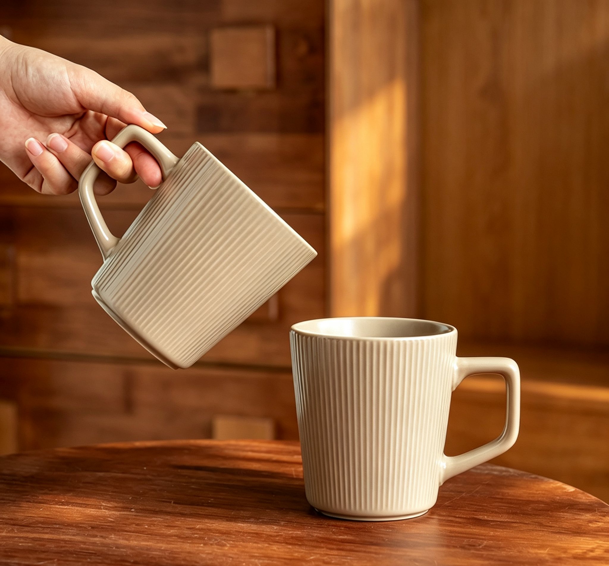 Morandi Solid Vertical Rib Thickened Water Cup, Large 500ml Breakfast Oat Milk Office Mug