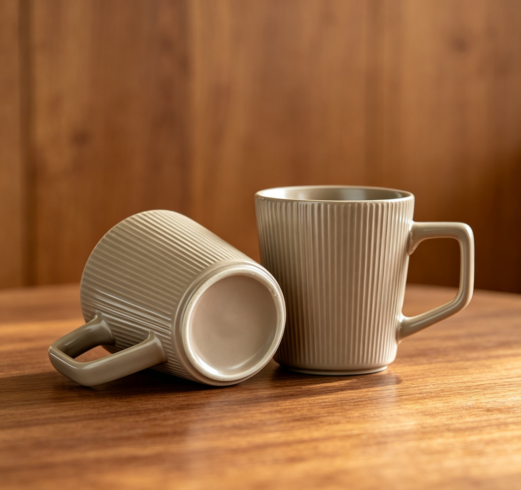 Morandi Solid Vertical Rib Thickened Water Cup, Large 500ml Breakfast Oat Milk Office Mug