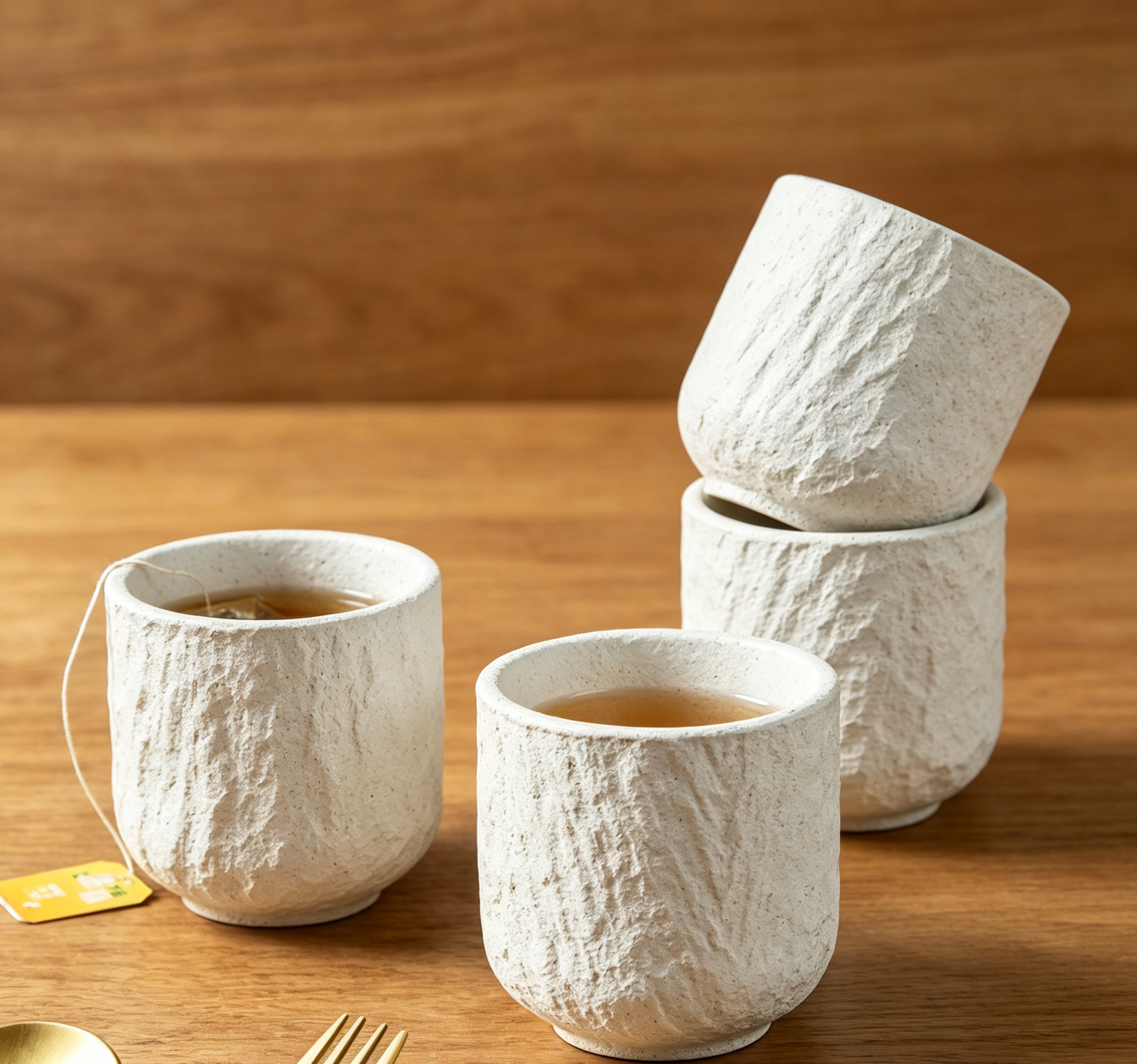 Japanese Concave Rock Textured Straight Ceramic Cup, Wabi-Sabi Tableware for Cafés & Homestays, 220ml Capacity